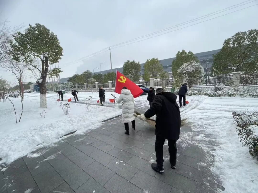 松羽集团党旗下党员集体铲雪合影